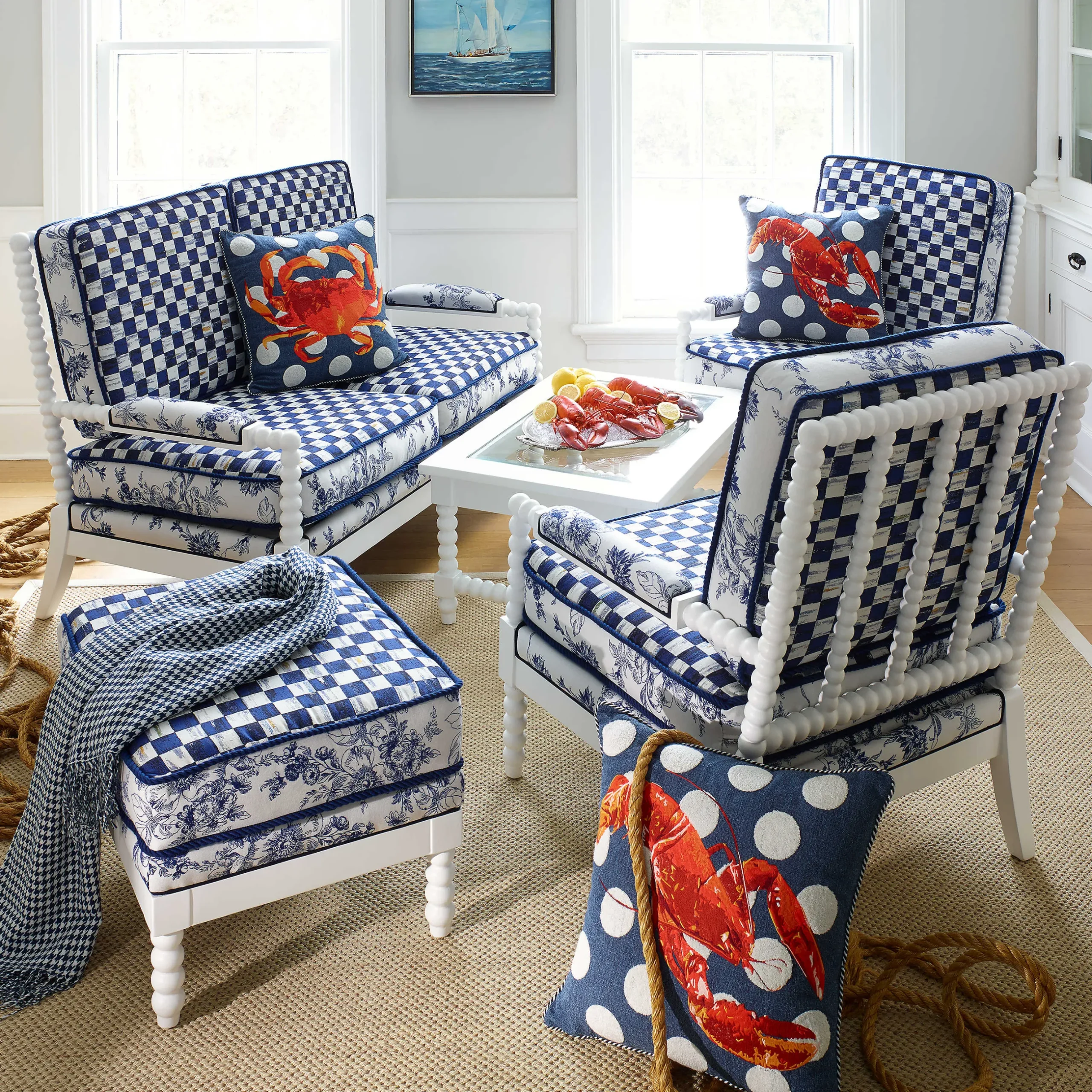 Hot MacKenzie-Childs Indigo Villa Outdoor Loveseat