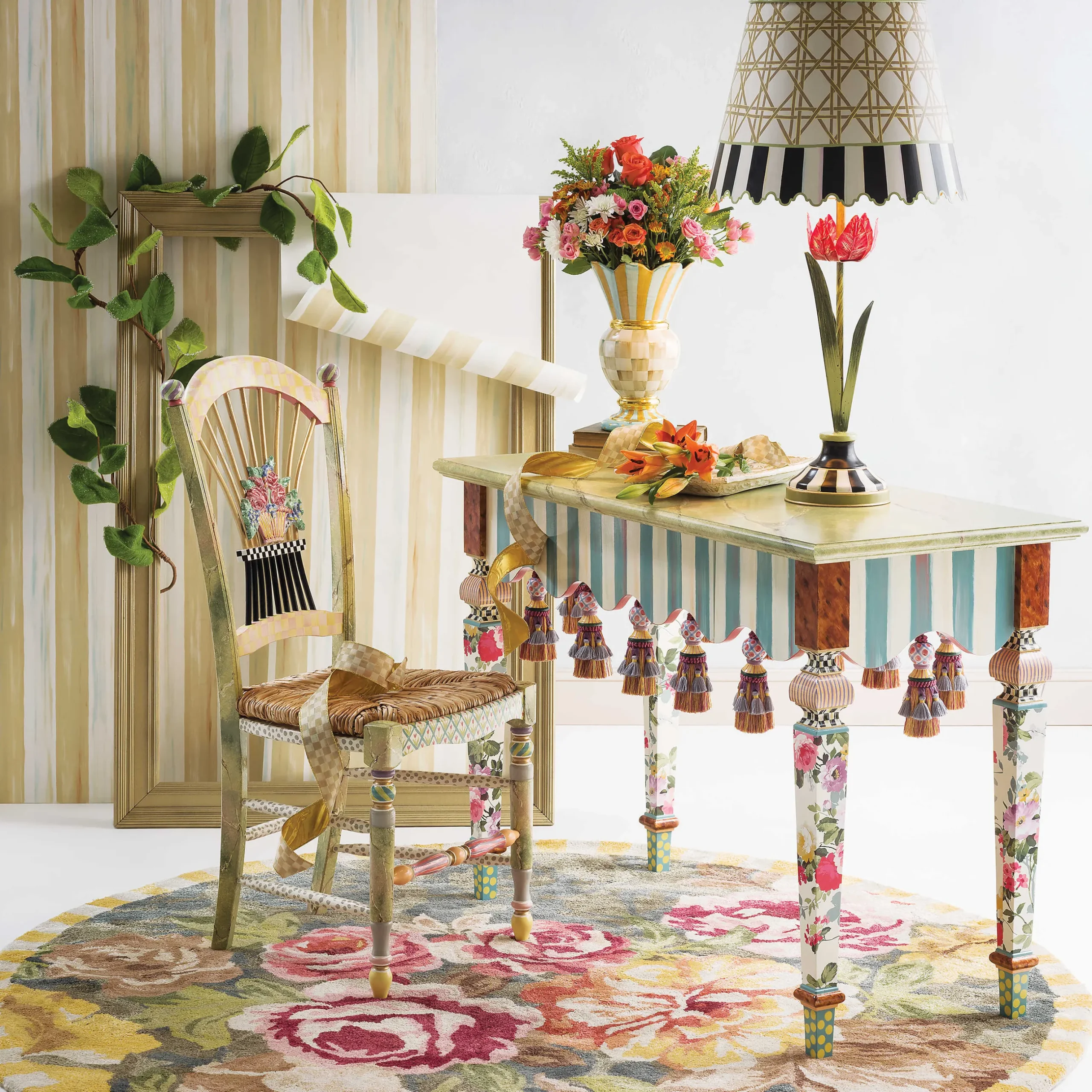 Sale MacKenzie-Childs Light Flower Basket Side Chair