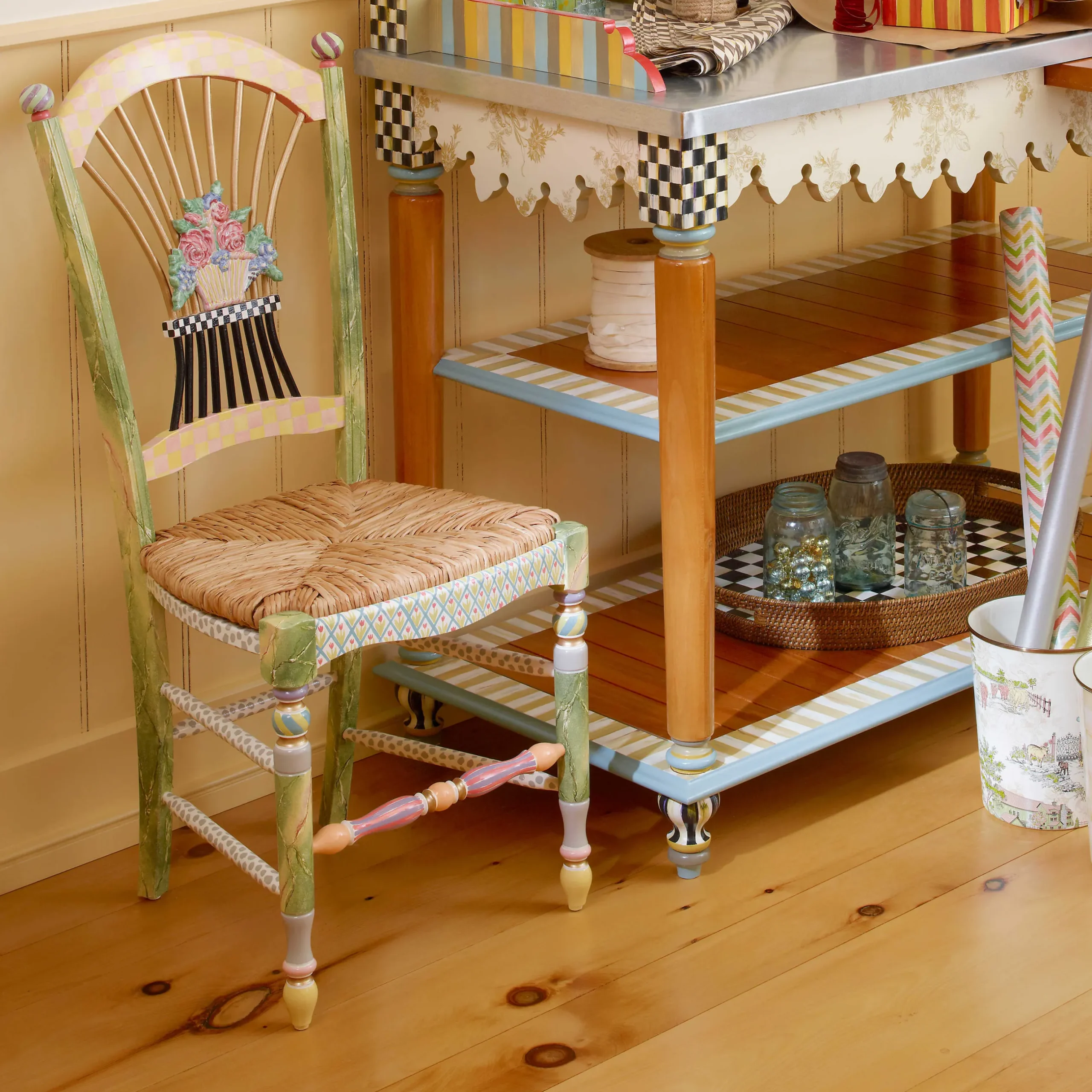 Sale MacKenzie-Childs Light Flower Basket Side Chair