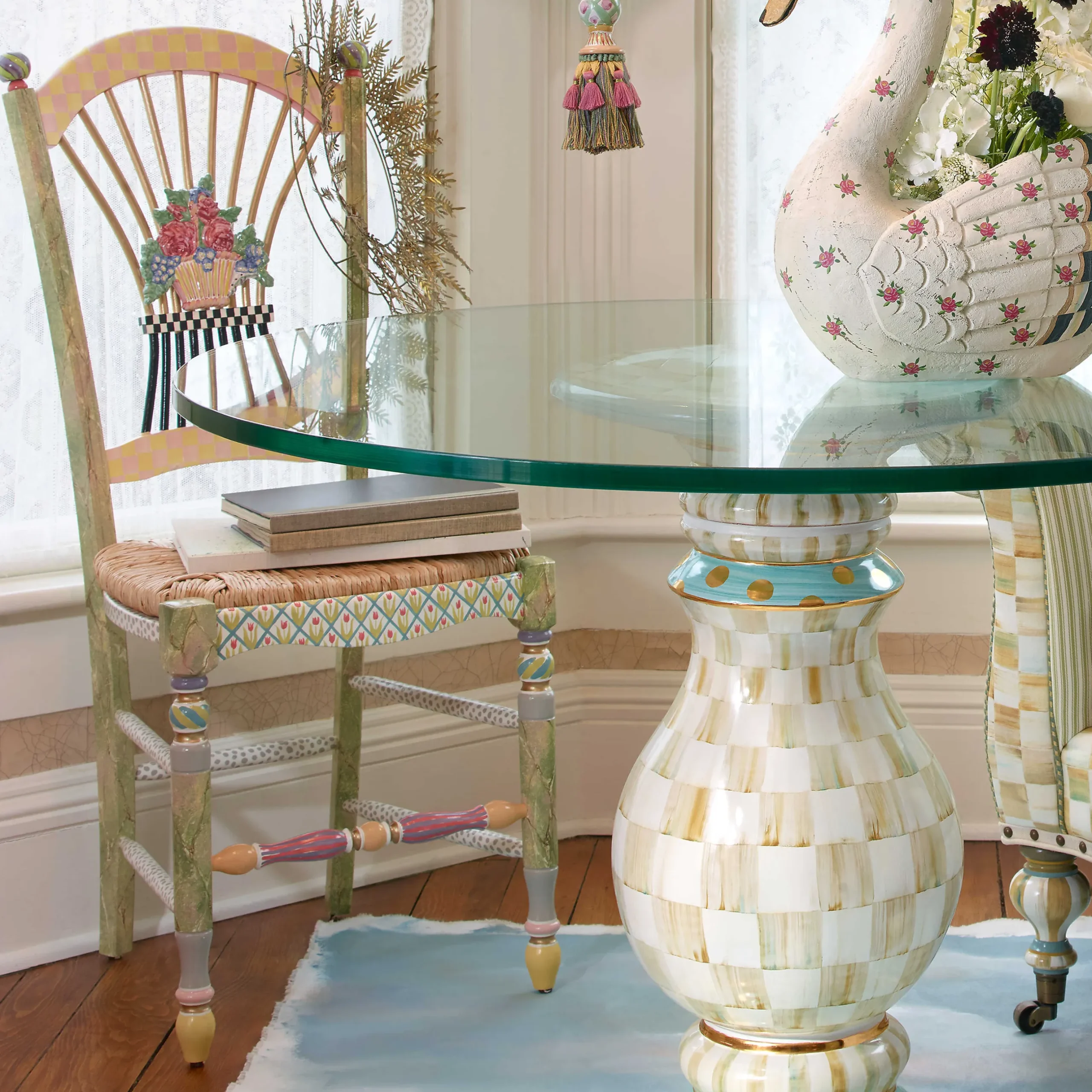Sale MacKenzie-Childs Light Flower Basket Side Chair
