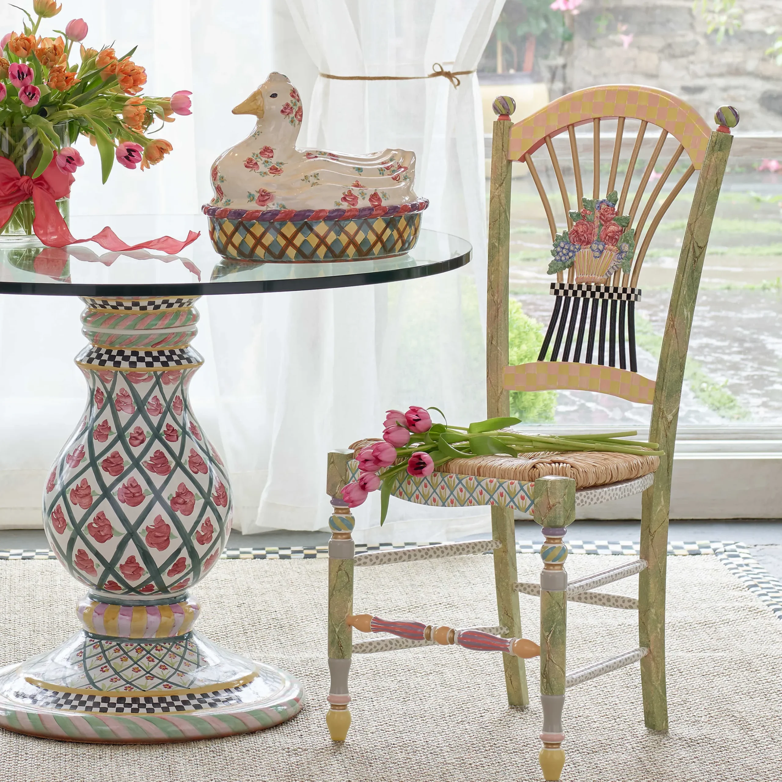 Sale MacKenzie-Childs Light Flower Basket Side Chair