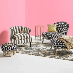 Sale MacKenzie-Childs Marquee Accent Chair - Chenille Grey Stripe