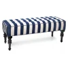 Clearance MacKenzie-Childs Marquee Bench - Chenille Navy Stripe
