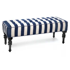 Clearance MacKenzie-Childs Marquee Bench - Chenille Navy Stripe