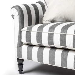 Clearance MacKenzie-Childs Marquee Loveseat - Chenille Grey Stripe