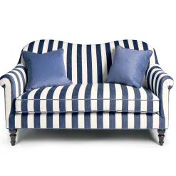 Outlet MacKenzie-Childs Marquee Loveseat - Chenille Navy Stripe