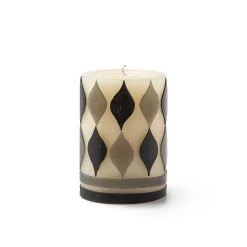Sale MacKenzie-Childs Marquee Pillar Candle - Black & Grey - 4"