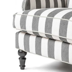 New MacKenzie-Childs Marquee Wing Chair - Chenille Grey Stripe