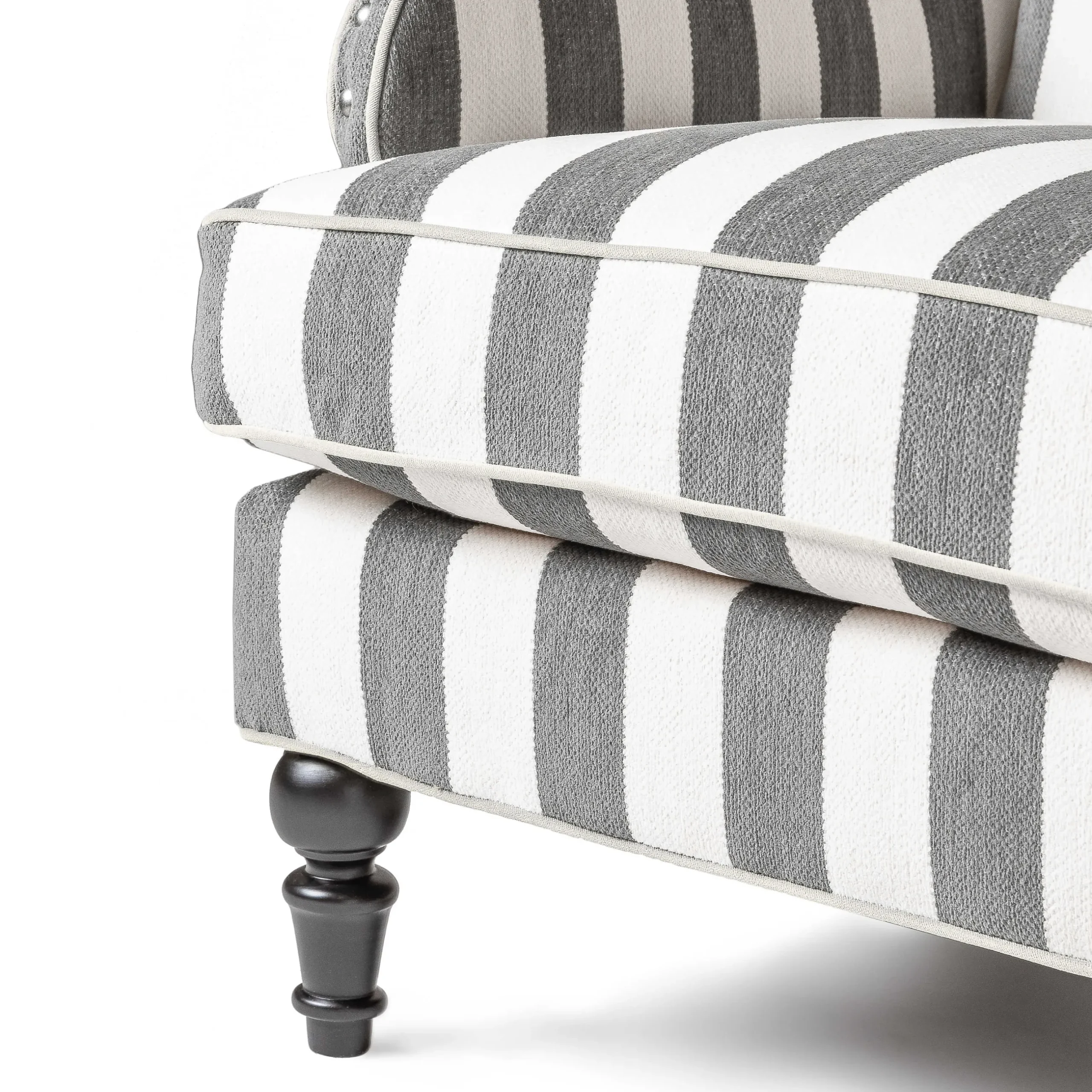 New MacKenzie-Childs Marquee Wing Chair - Chenille Grey Stripe