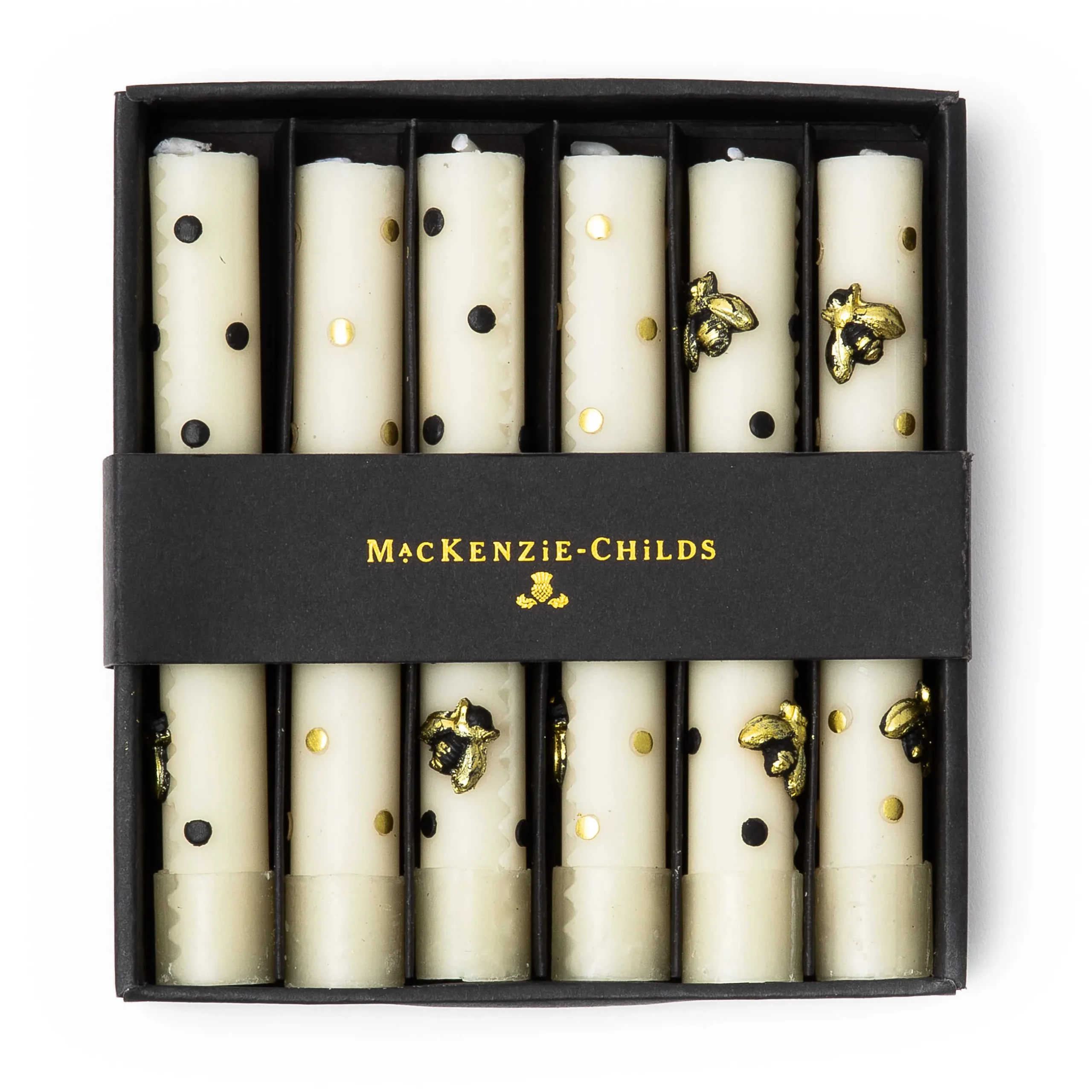 Clearance MacKenzie-Childs Mini Dinner Candles - Bee - Set Of 6