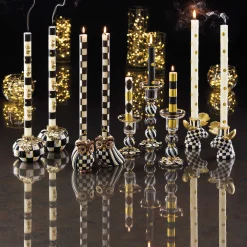 Online MacKenzie-Childs Mini Dinner Candles - Black & Gold - Set Of 6