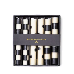 Clearance MacKenzie-Childs Mini Dinner Candles - Black & Ivory - Set Of 6