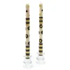 Best MacKenzie-Childs Mod Flower Dinner Candles - Black & Gold Rick Rack - Set Of 2