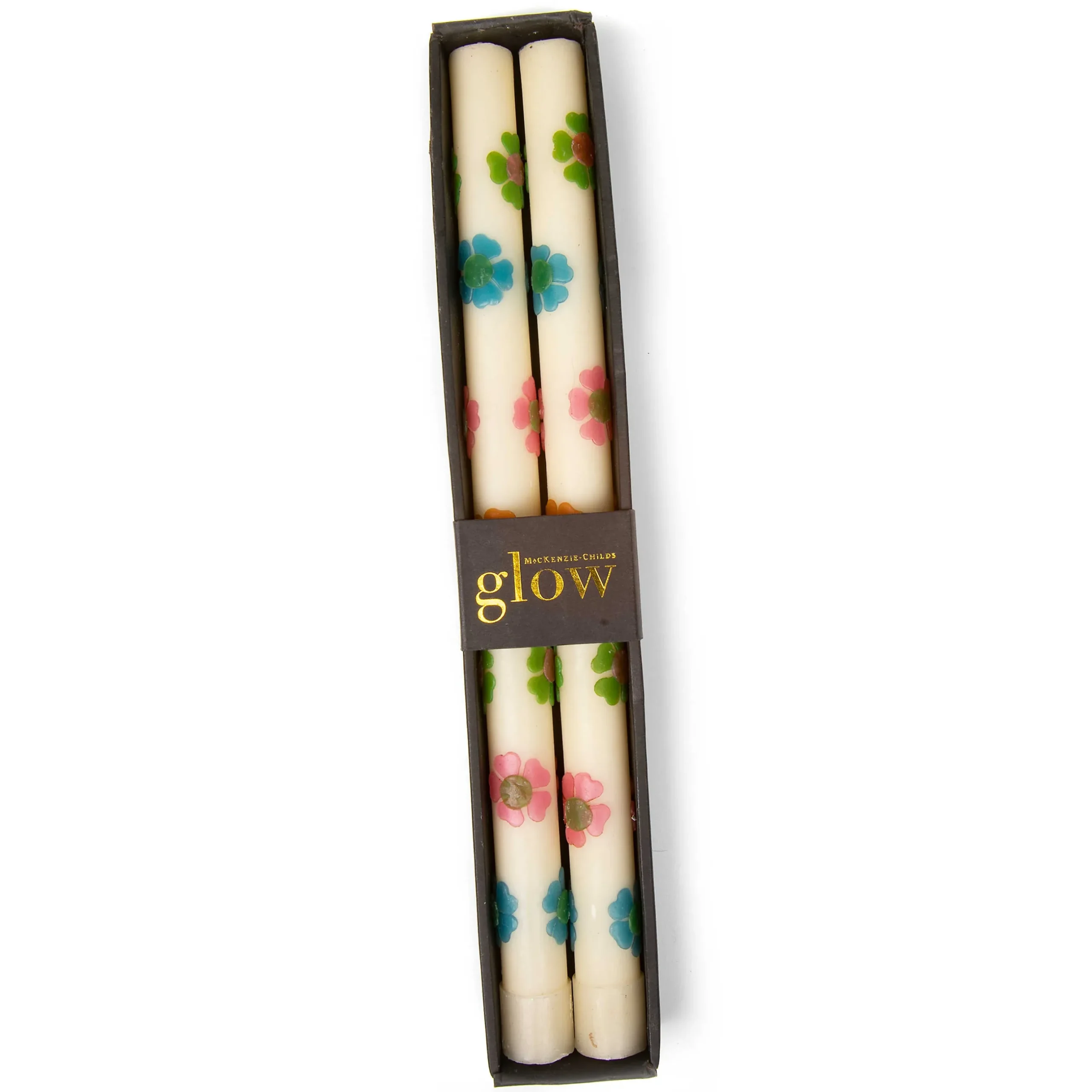 Hot MacKenzie-Childs Mod Flower Dinner Candles – Pastel – Set Of 2
