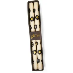 New MacKenzie-Childs Mod Flower Dinner Candles – Silver & Gold – Set Of 2
