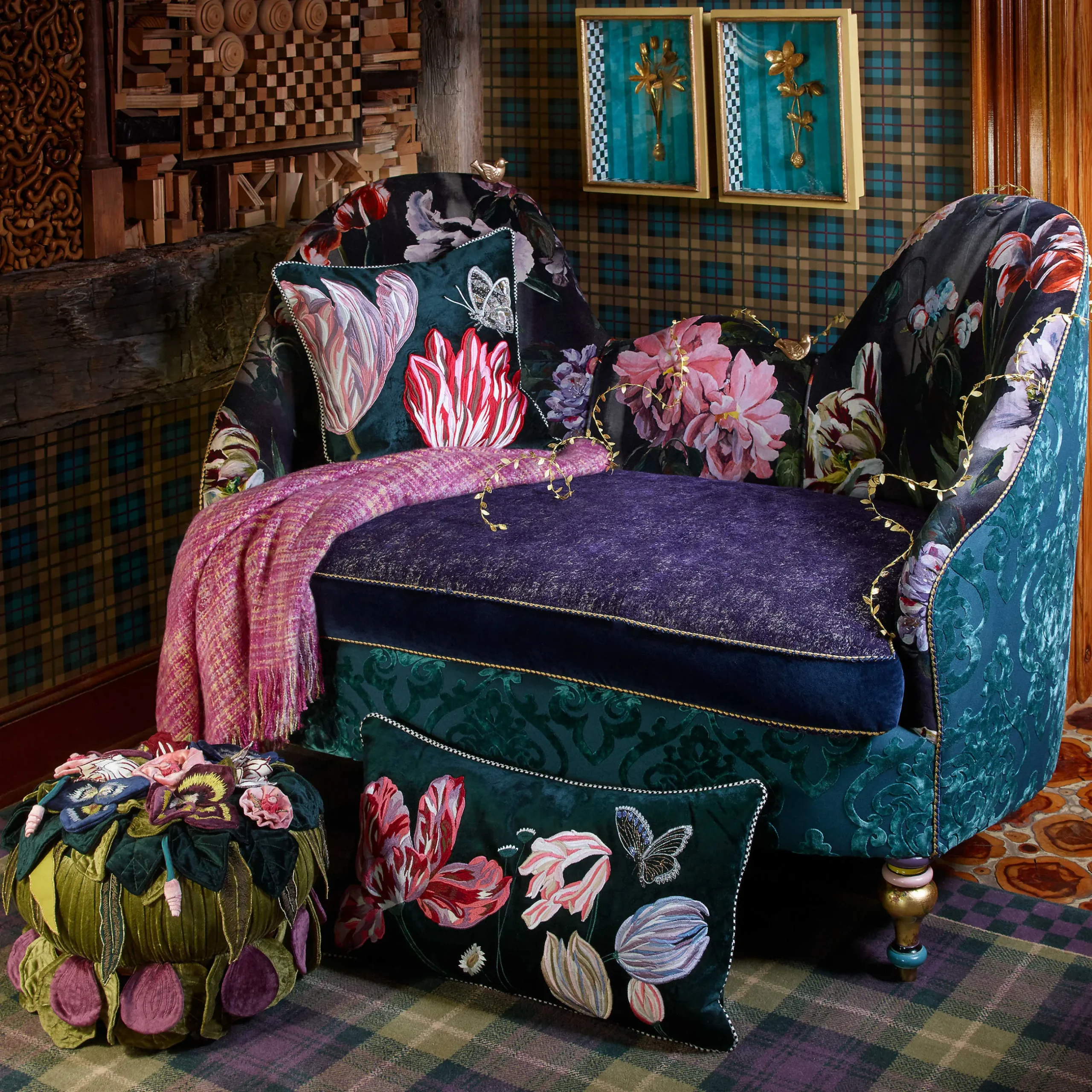 MacKenzie-Childs Moonlight Garden Footstool
