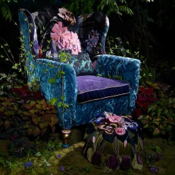 Discount MacKenzie-Childs Moonlight Garden Off The Record Wing Chair