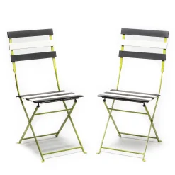Outlet MacKenzie-Childs Outdoor Black & White Metal Bistro Side Chair