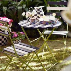 Outlet MacKenzie-Childs Outdoor Black & White Metal Bistro Table