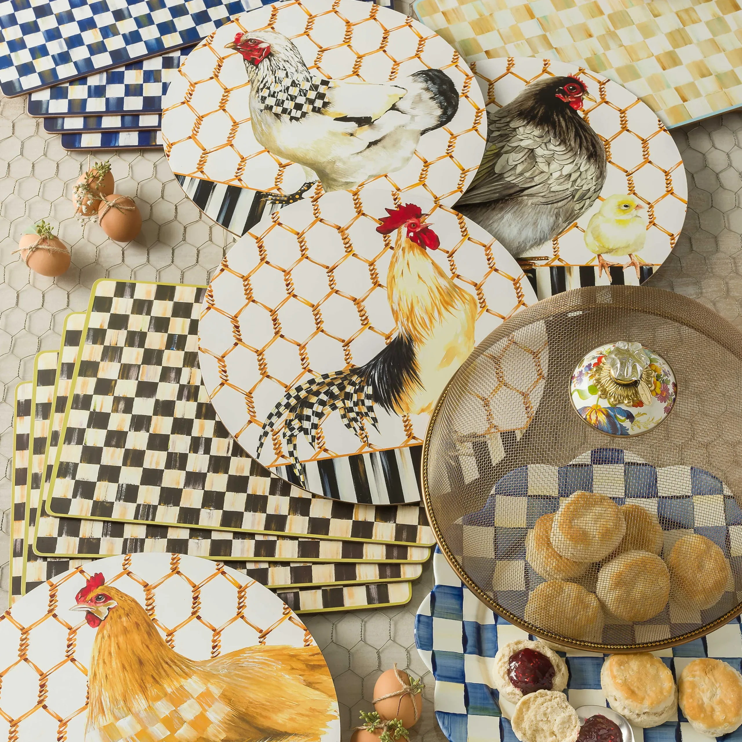 Best MacKenzie-Childs Parchment Check Cork Back Placemats - Set Of 4
