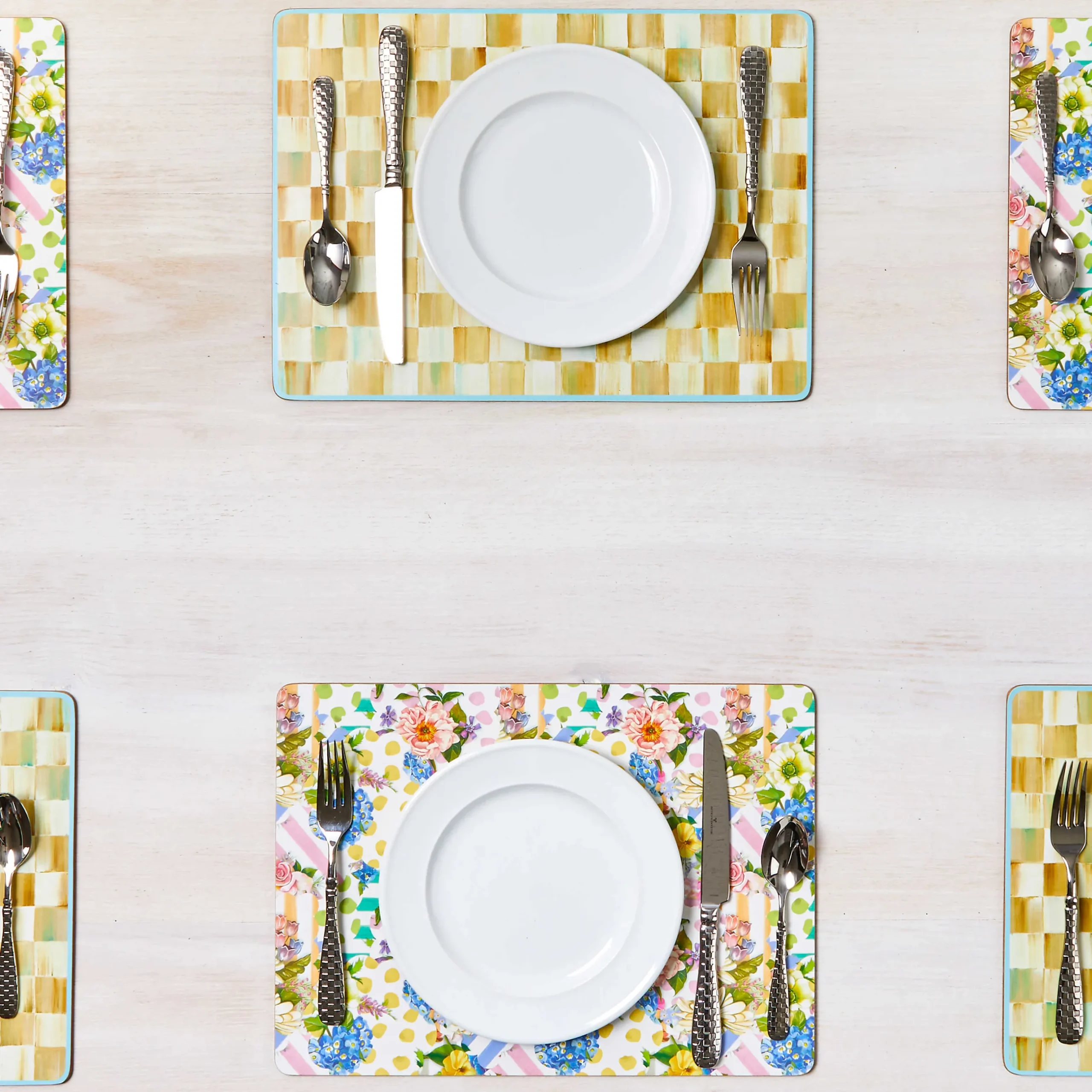 Best MacKenzie-Childs Parchment Check Cork Back Placemats - Set Of 4