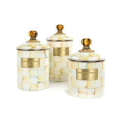 Sale MacKenzie-Childs Parchment Check Enamel Canister - Small