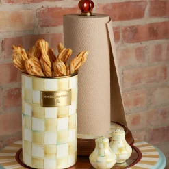 Discount MacKenzie-Childs Parchment Check Wood Paper Towel Holder