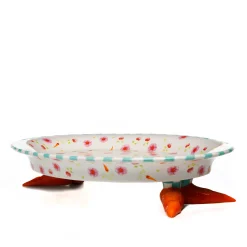 Clearance MacKenzie-Childs Patience Brewster Carrot Footed Hors D'Oeuvre Plate
