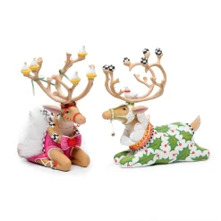 New MacKenzie-Childs Patience Brewster Dash Away Sitting Dancer Reindeer Figure