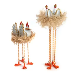 New MacKenzie-Childs Patience Brewster Nativity Chicken & Dove Figures