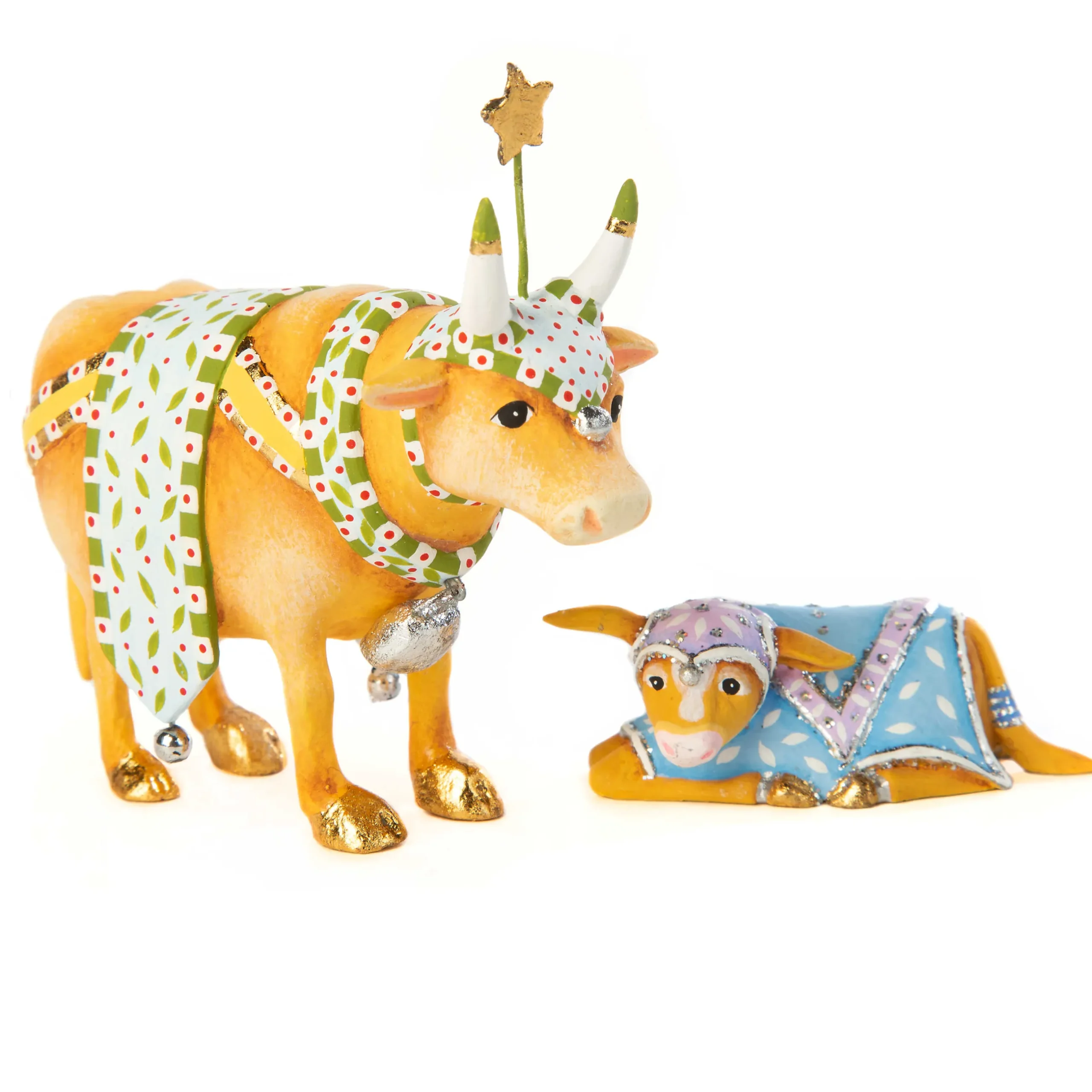 New MacKenzie-Childs Patience Brewster Nativity Cow & Calf Mini Figures