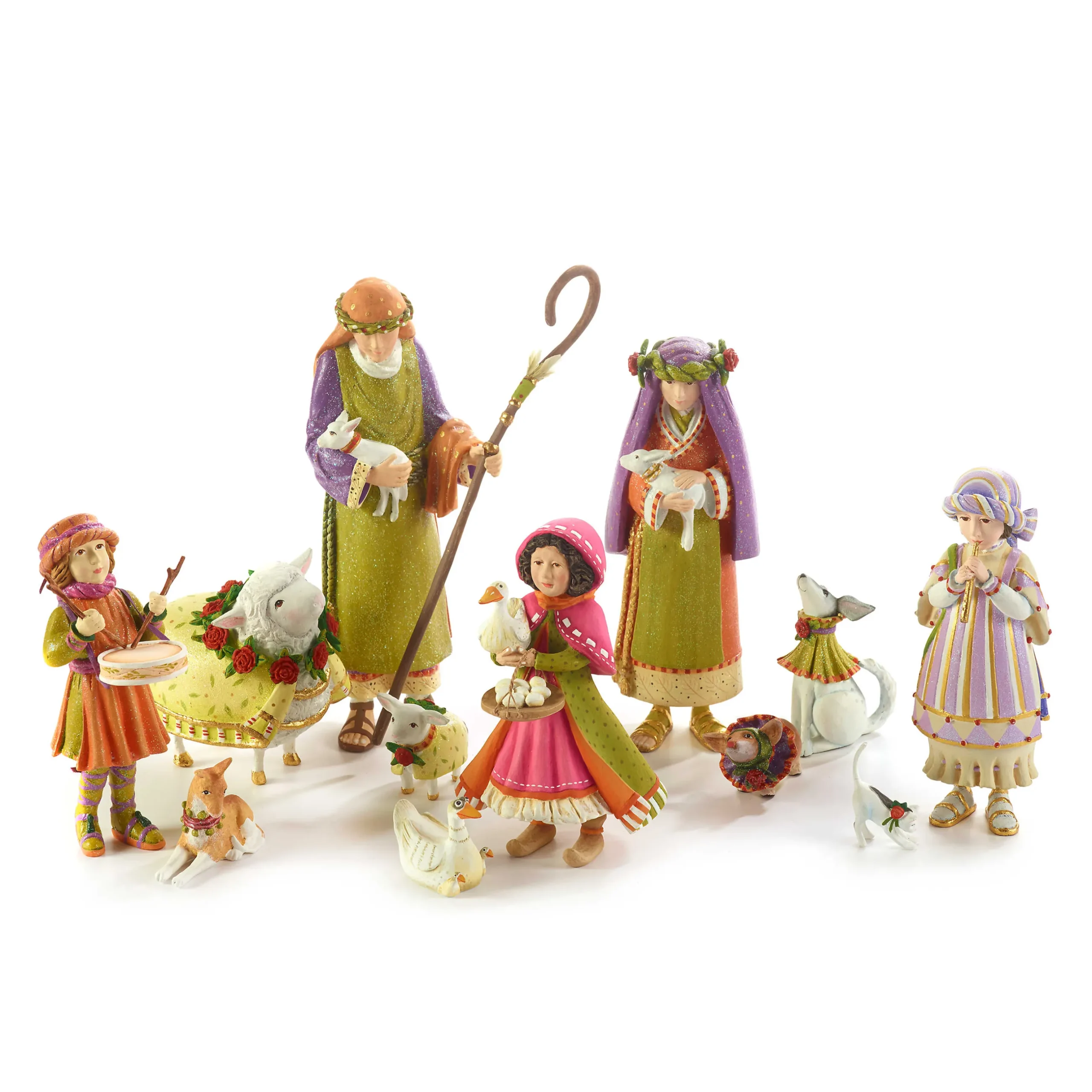 MacKenzie-Childs Patience Brewster Nativity Girl With Duck Figures