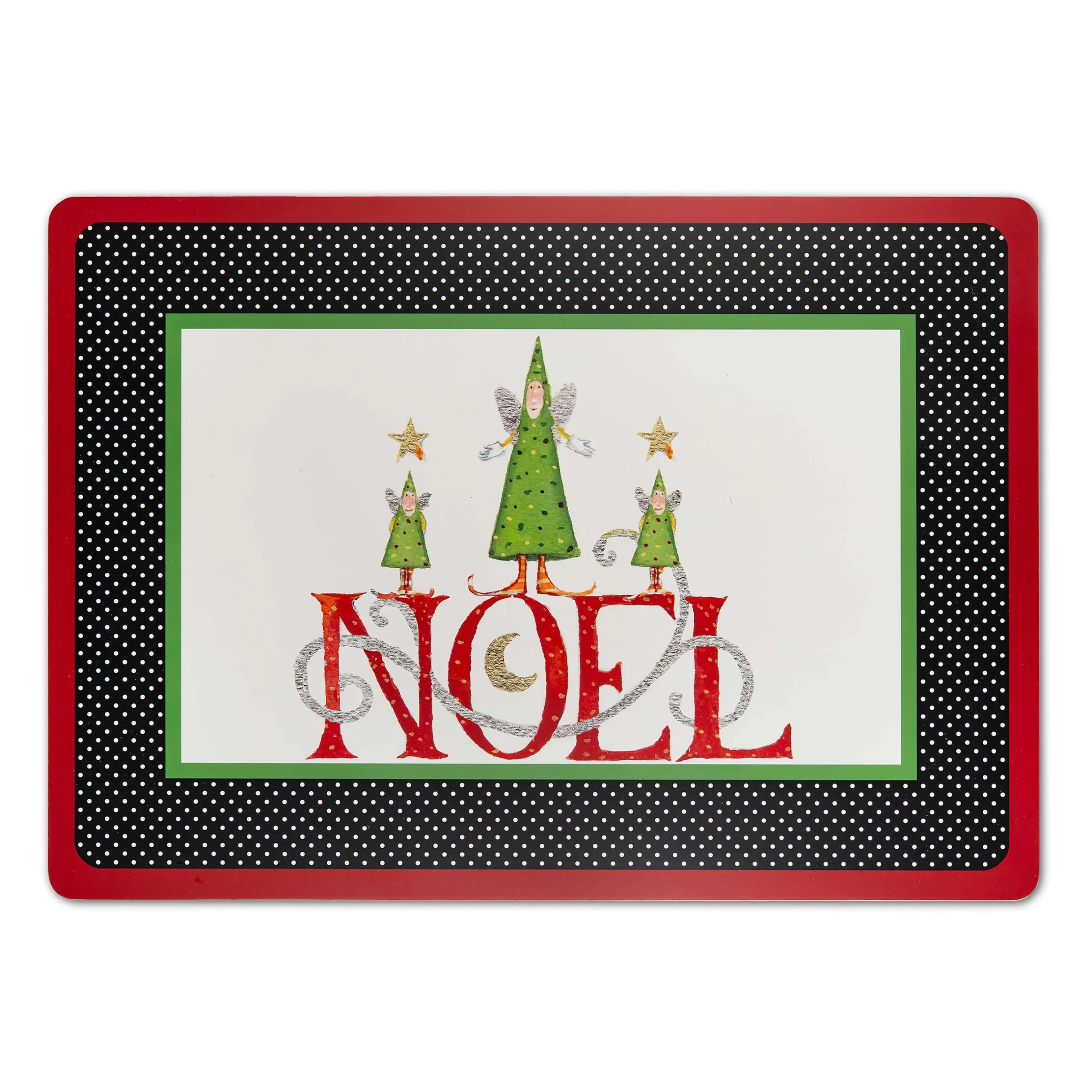 Clearance MacKenzie-Childs Patience Brewster Season'S Greetings! Cork Back Placemats - Set Of 4