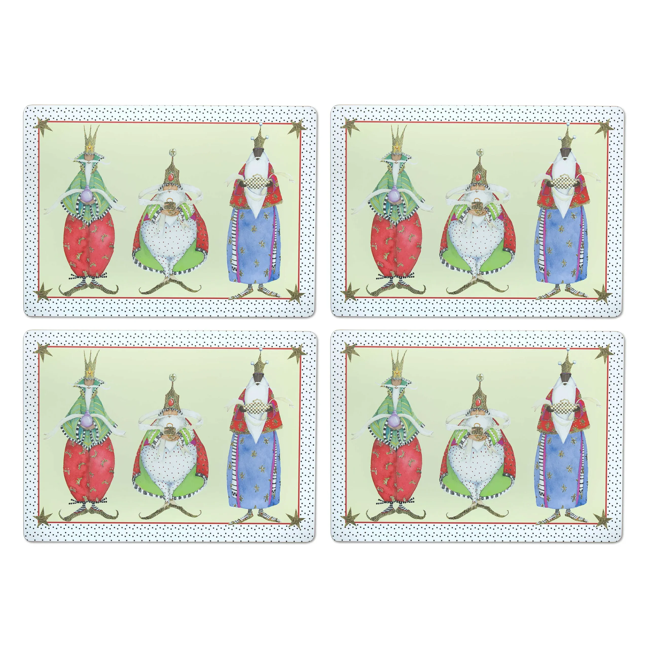 Best MacKenzie-Childs Patience Brewster Three Kings Cork Back Placemats - Set Of 4