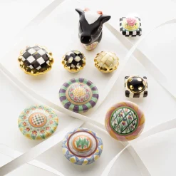 Clearance MacKenzie-Childs Petit Four Round Knob - Courtly Check