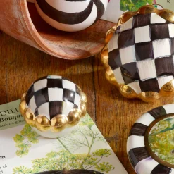 Clearance MacKenzie-Childs Petit Four Round Knob - Courtly Check