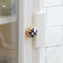 Clearance MacKenzie-Childs Petit Four Round Knob - Courtly Check