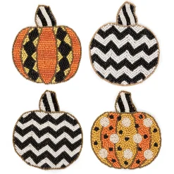 Outlet MacKenzie-Childs Polka Pumpkin Beaded Coasters - Set Of 4