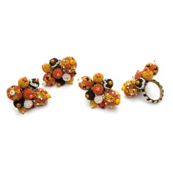 Hot MacKenzie-Childs Polka Pumpkin Napkin Rings - Set Of 4