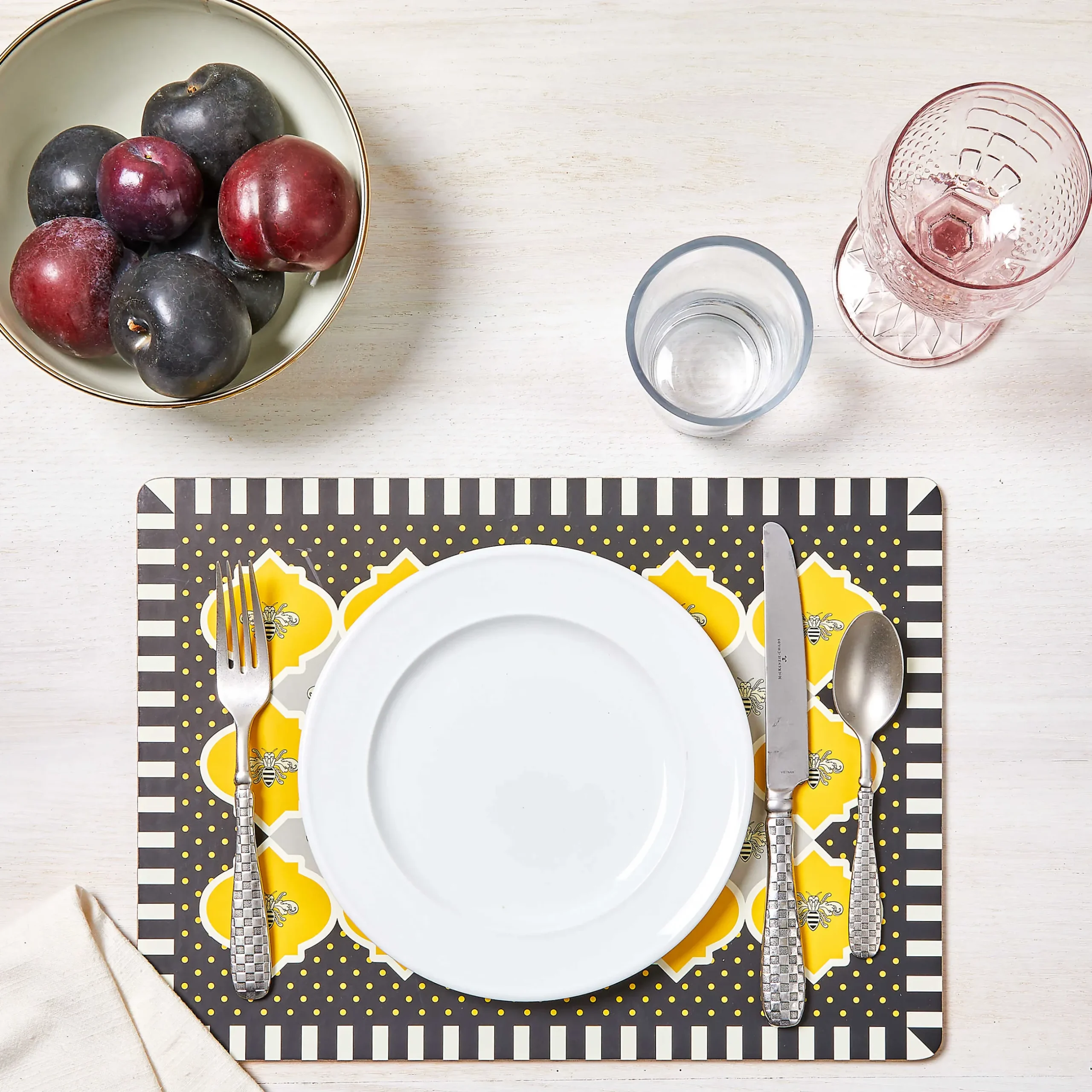 MacKenzie-Childs Queen Bee Cork Back Placemats - Set Of 4