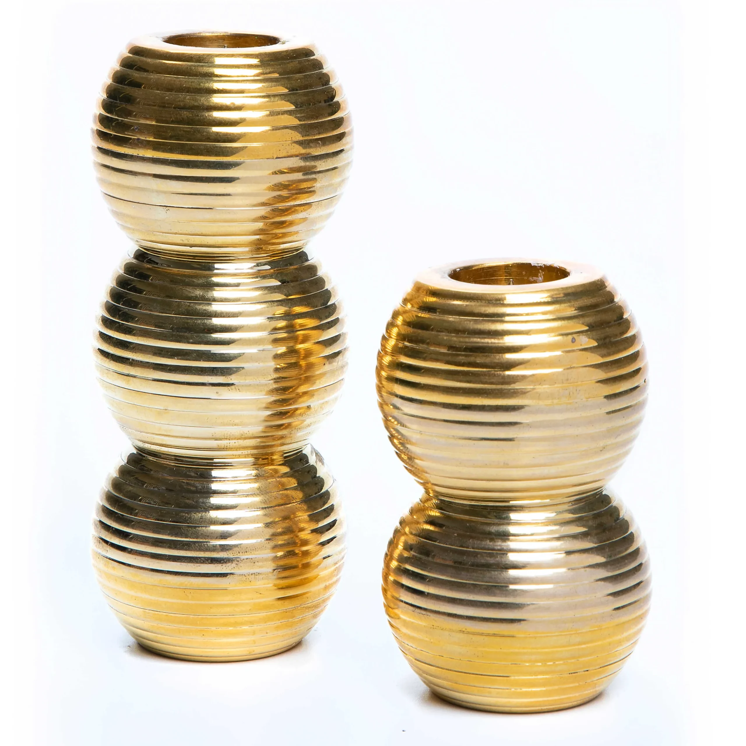 Sale MacKenzie-Childs Ribbed Double Sphere Candle Holder - Gold