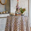 New MacKenzie-Childs 90" Round Courtly Check Tablecloth - Black Trim