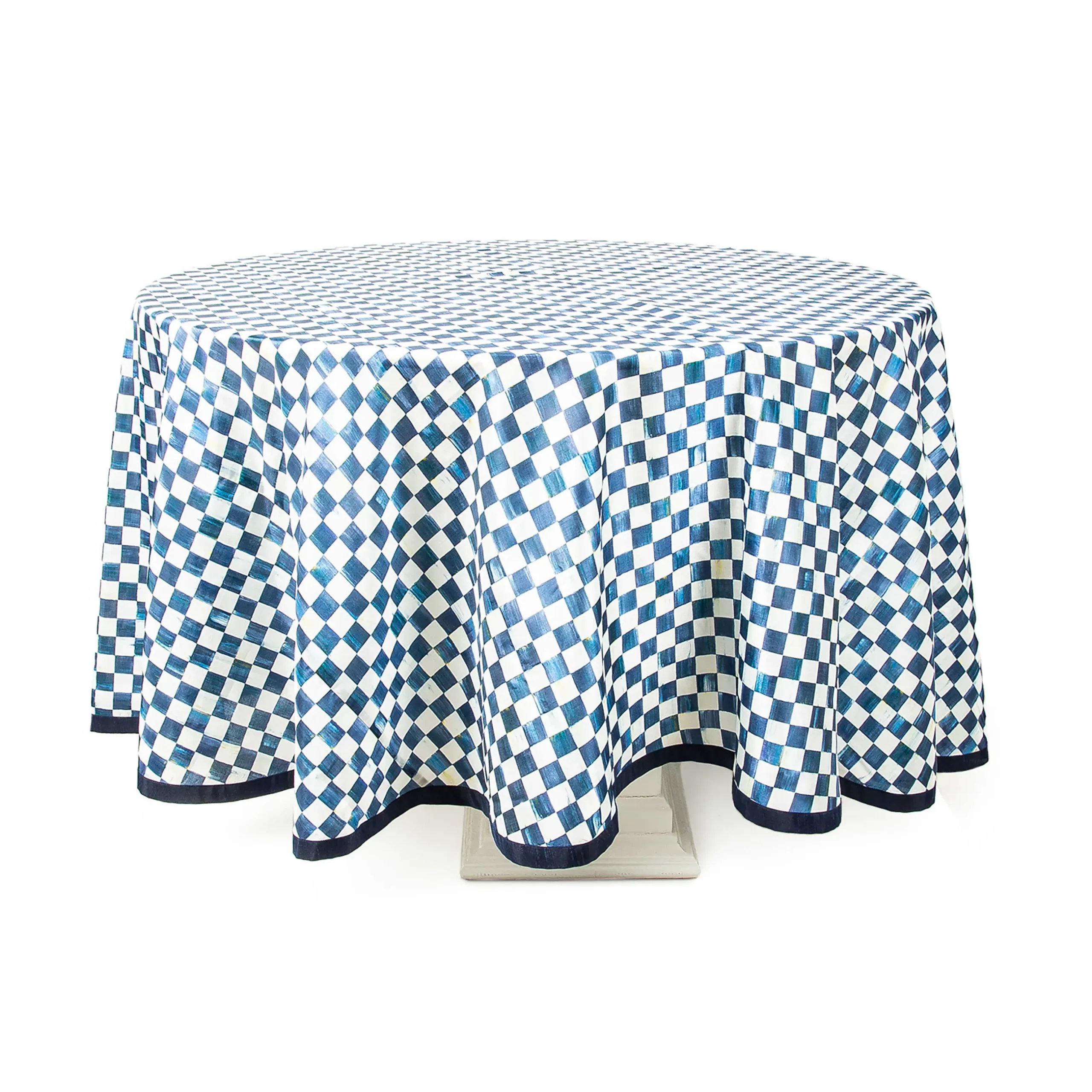 New MacKenzie-Childs 90" Round Royal Check Tablecloth