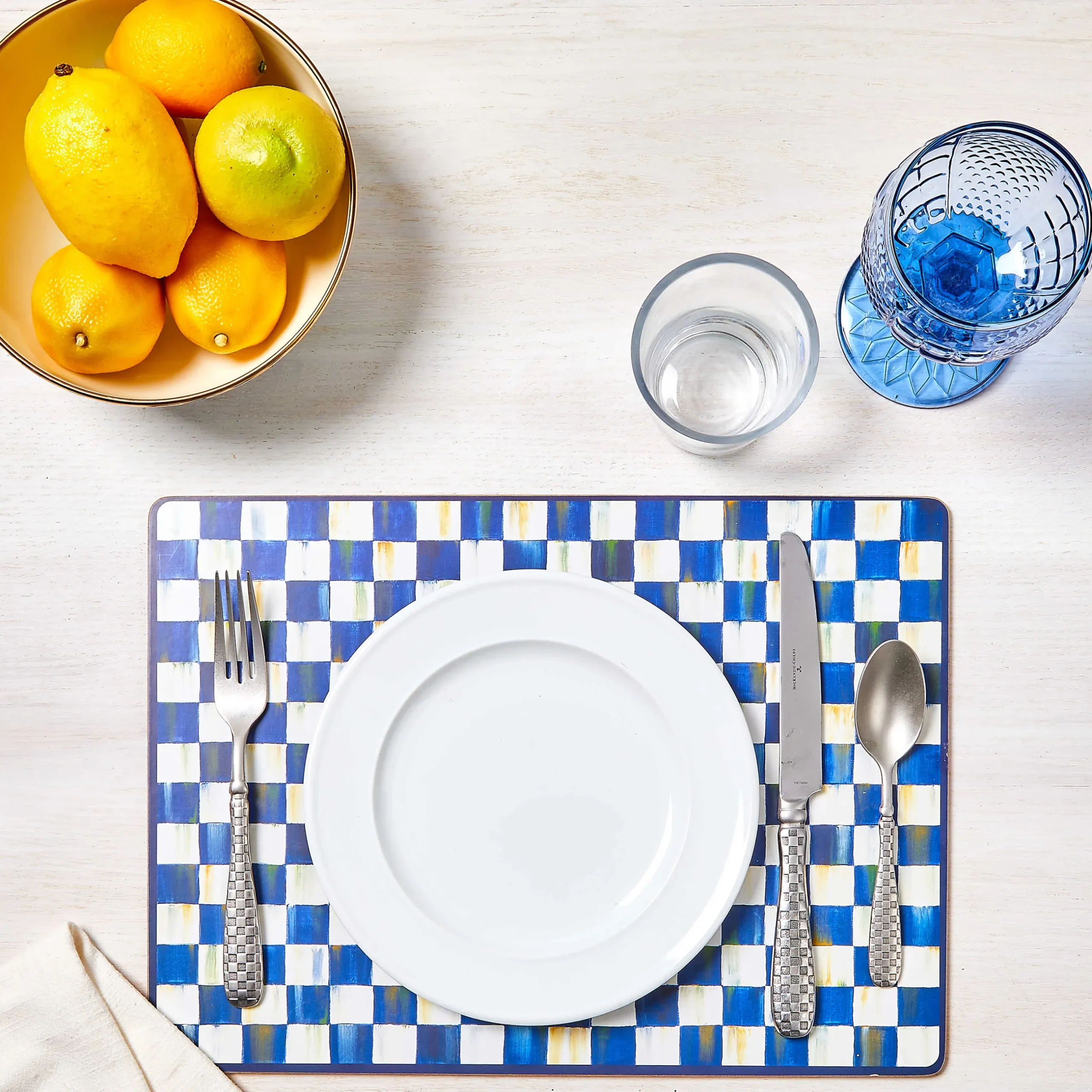 MacKenzie-Childs Royal Check Cork Back Placemats - Set Of 4