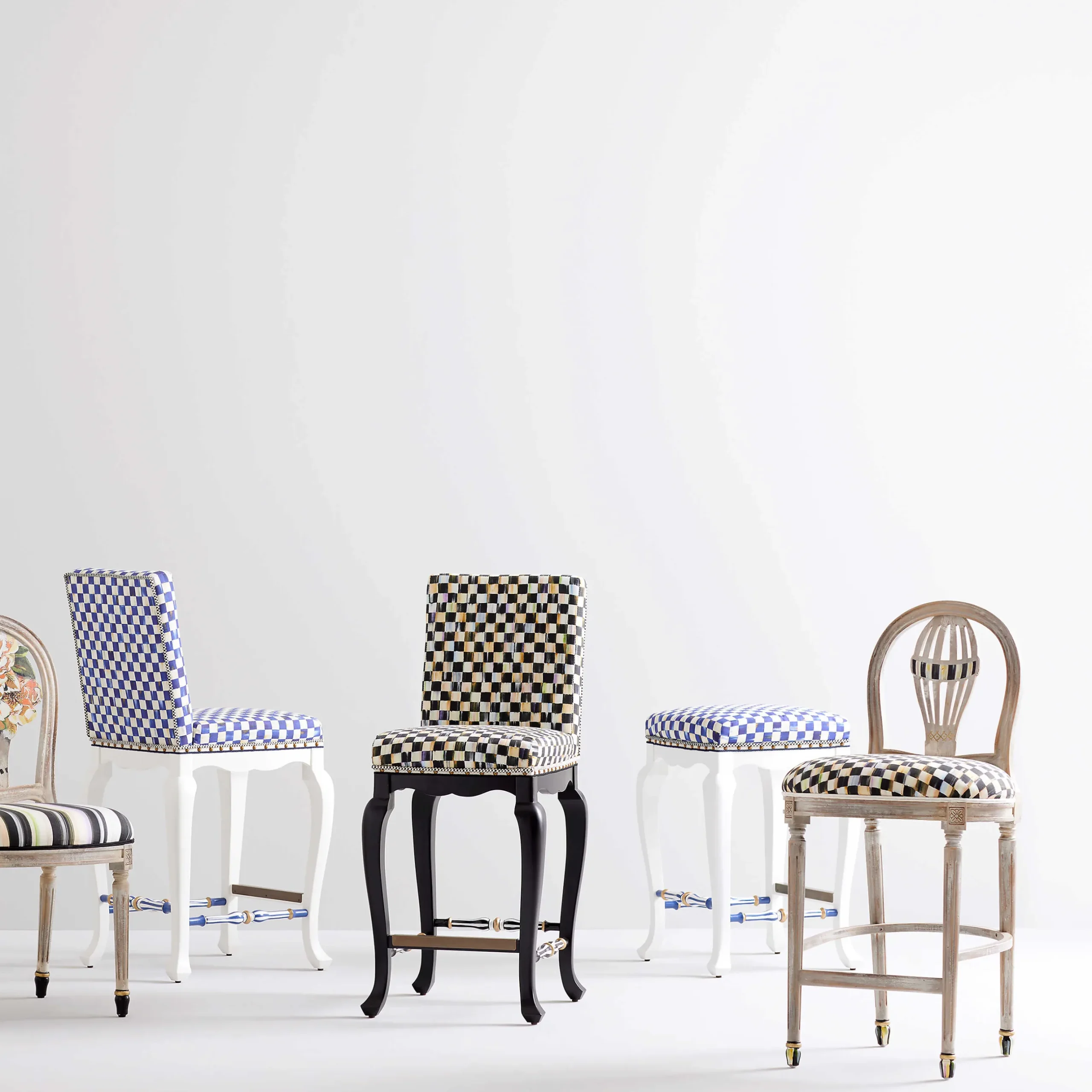 Outlet MacKenzie-Childs Royal Check Counter Stool
