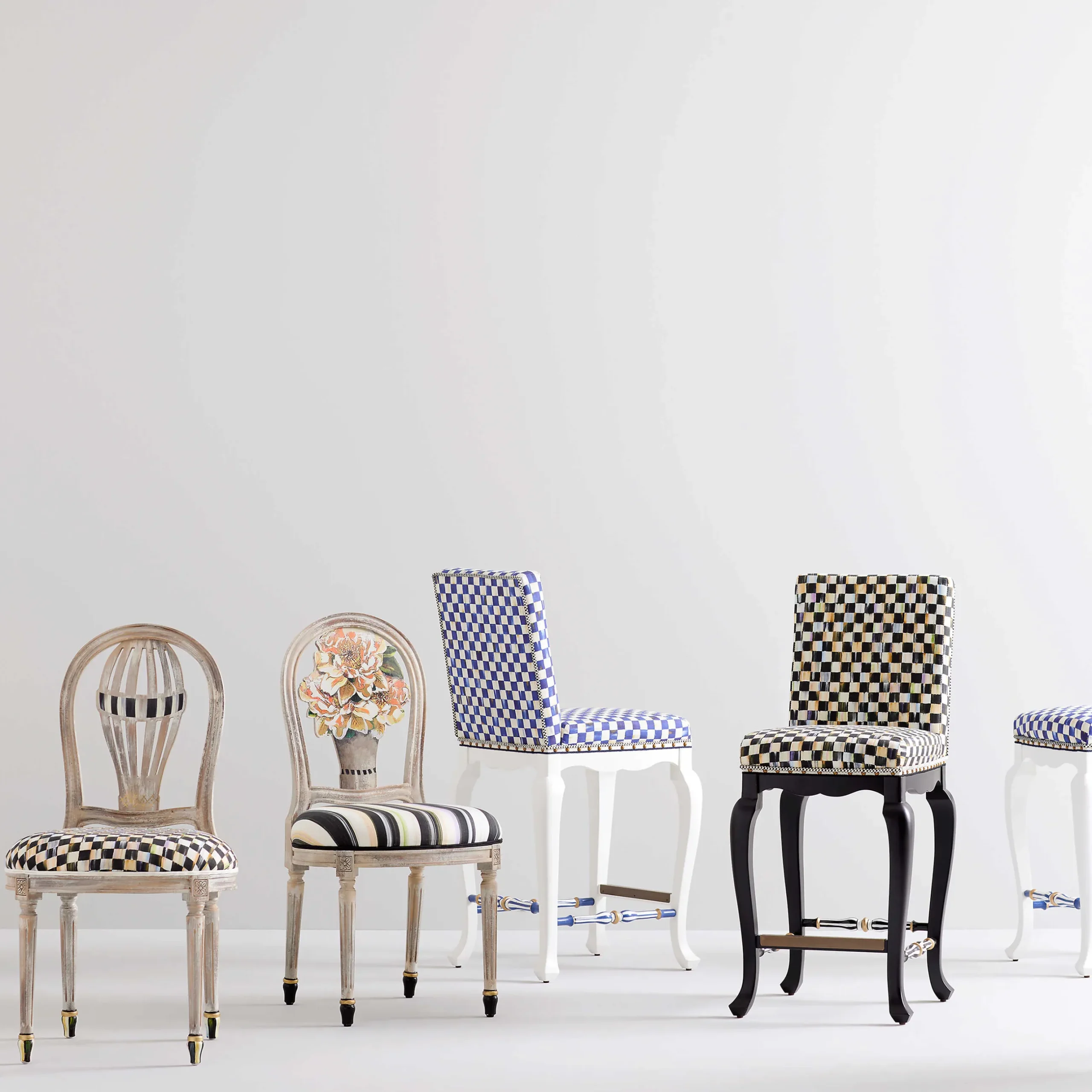 Online MacKenzie-Childs Royal Check Counter Stool With Back