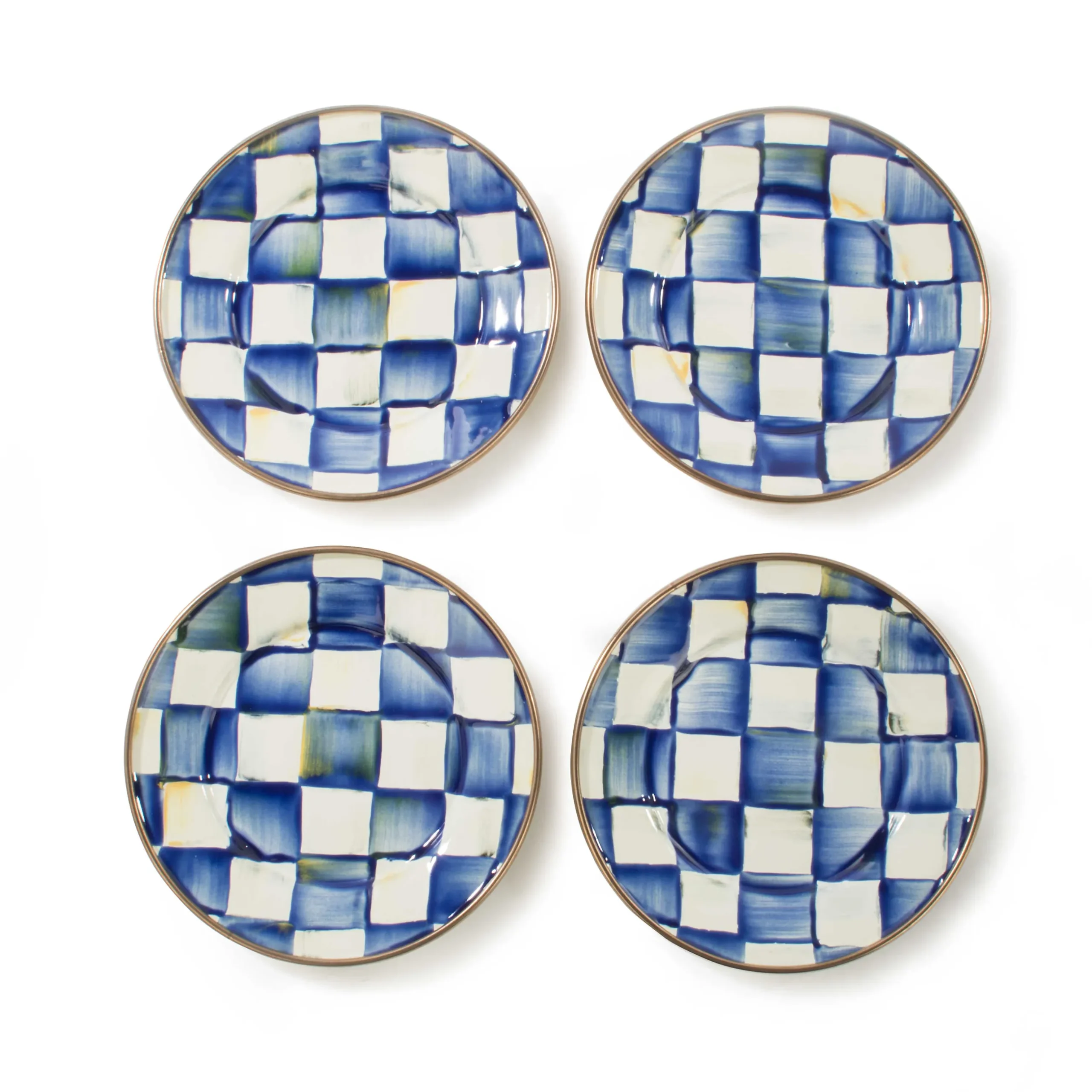 Sale MacKenzie-Childs Royal Check Enamel Appetizer Plates - Set Of 4