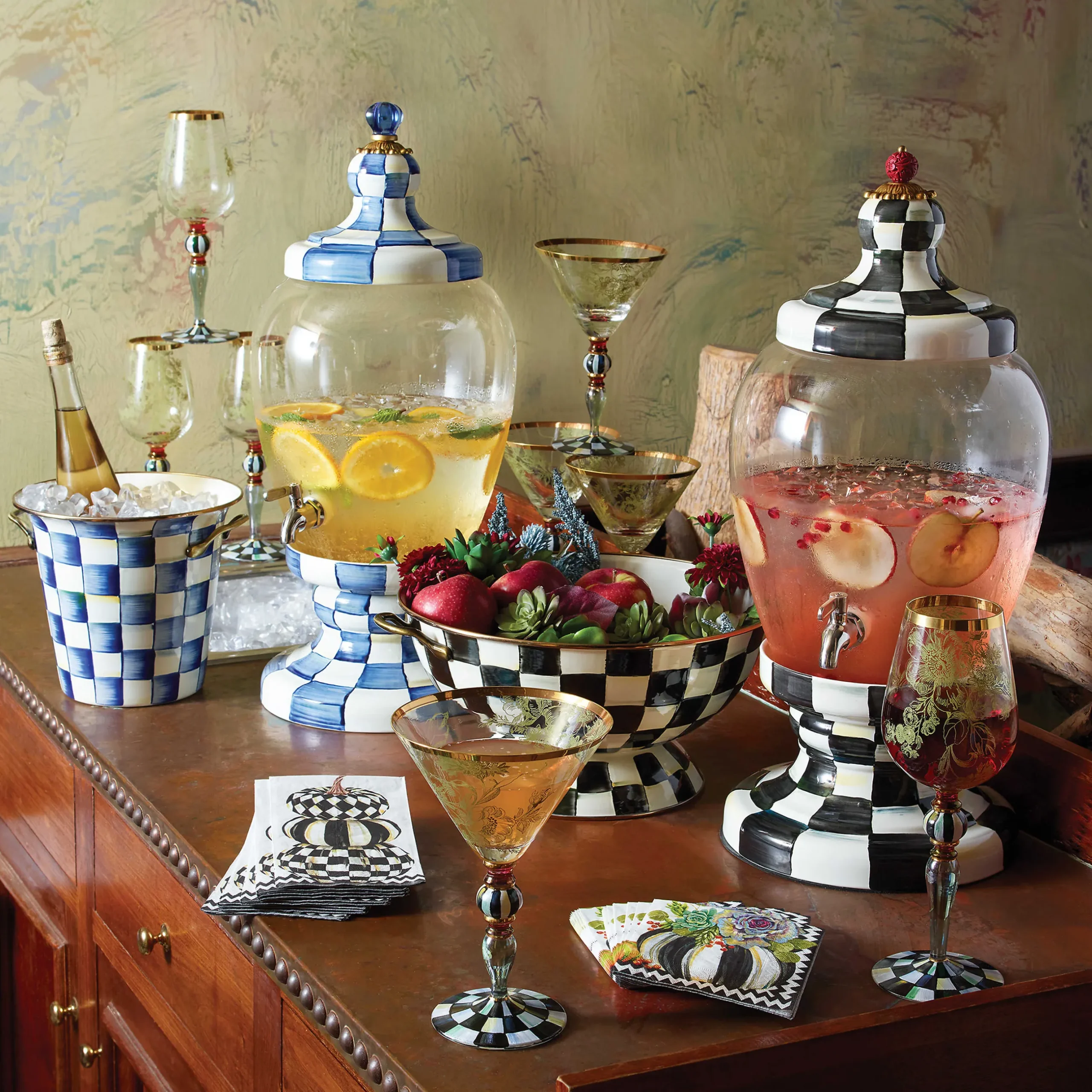 MacKenzie-Childs Royal Check Enamel Beverage Hostess