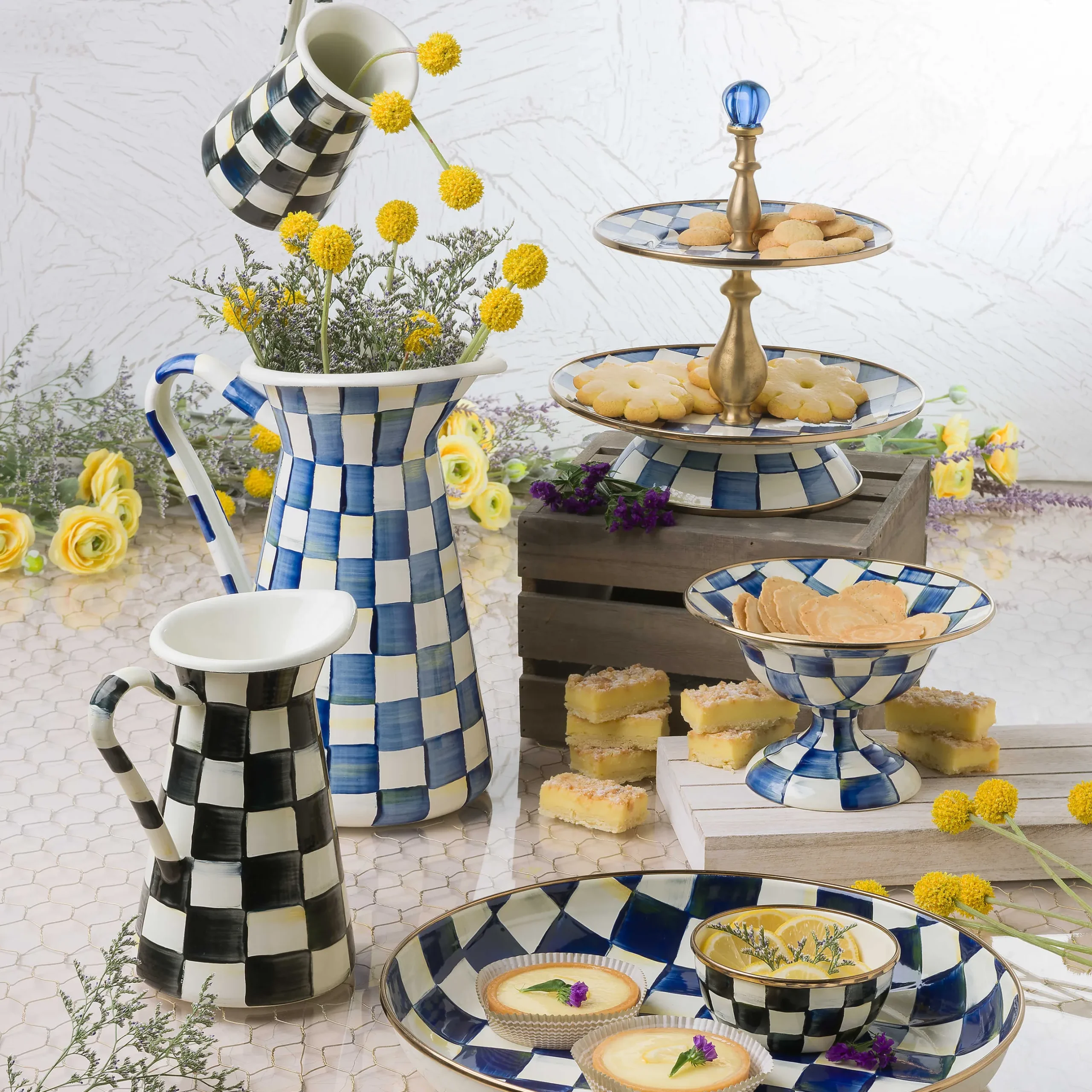 Clearance MacKenzie-Childs Royal Check Enamel Compote - Small