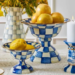 Clearance MacKenzie-Childs Royal Check Enamel Compote - Small